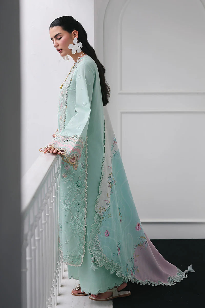 QLINE by QALAMKAR – RAHA | Chikankari Embroidered Lawn Unstitched 3-Piece Suit