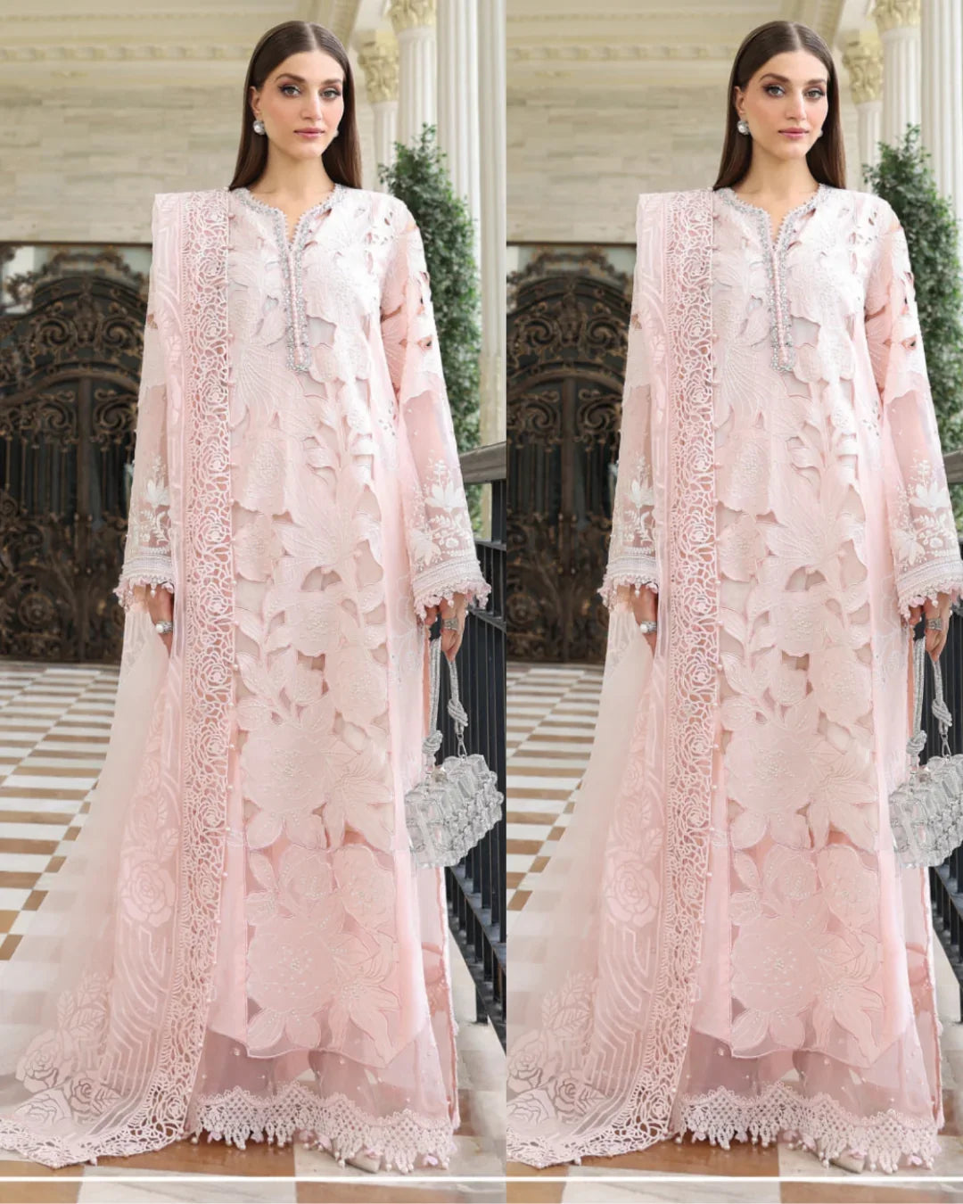 Maria.B 3 Piece Unstitched Embroidered Jacquard Lawn Suit (D-2)