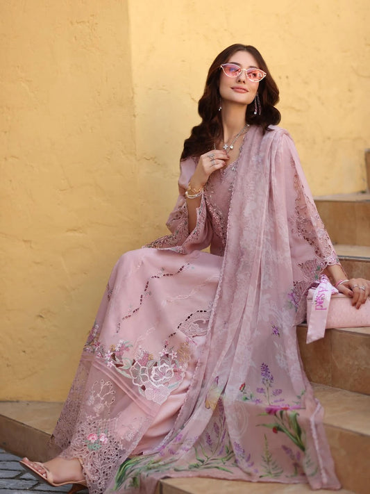 Noor Luxe Chikankari 3-Piece Unstitched Lawn Embroidered Suit (D2 - A)