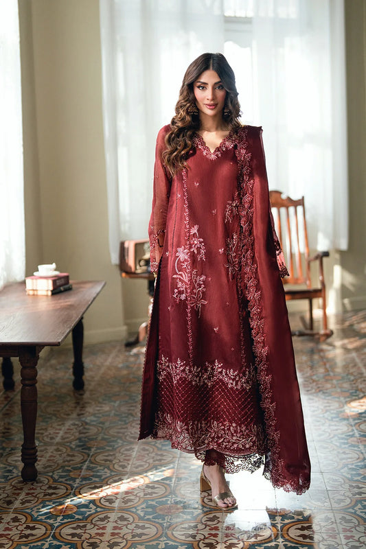 Azure Ensembles '26 - Premium 3 Piece Unstitched Suit (Hibiscus)