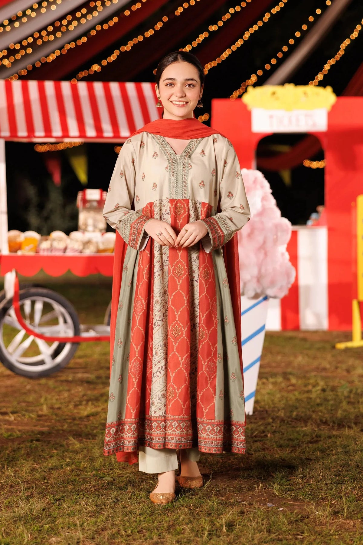 Garnet Embroidered Lawn Stitched 3 Piece Suit (Orange Pop) | Summer Collection 2026