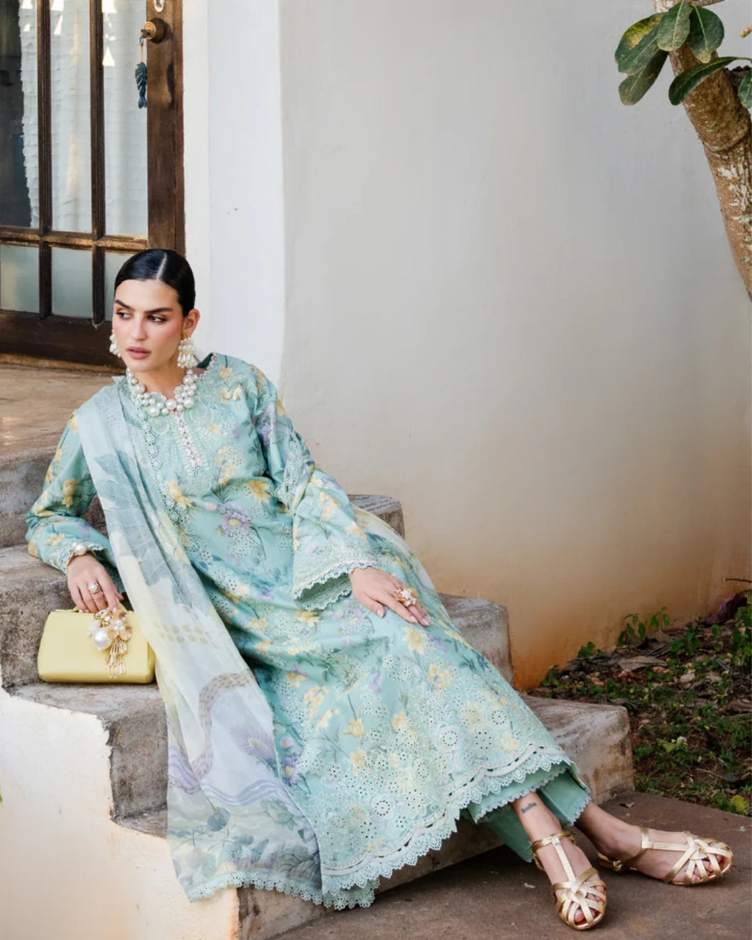 Aabyaan Shezlin Chikankari Lawn 2026 – Embroidered 3 Piece Suit (Unstitched) AZ-03