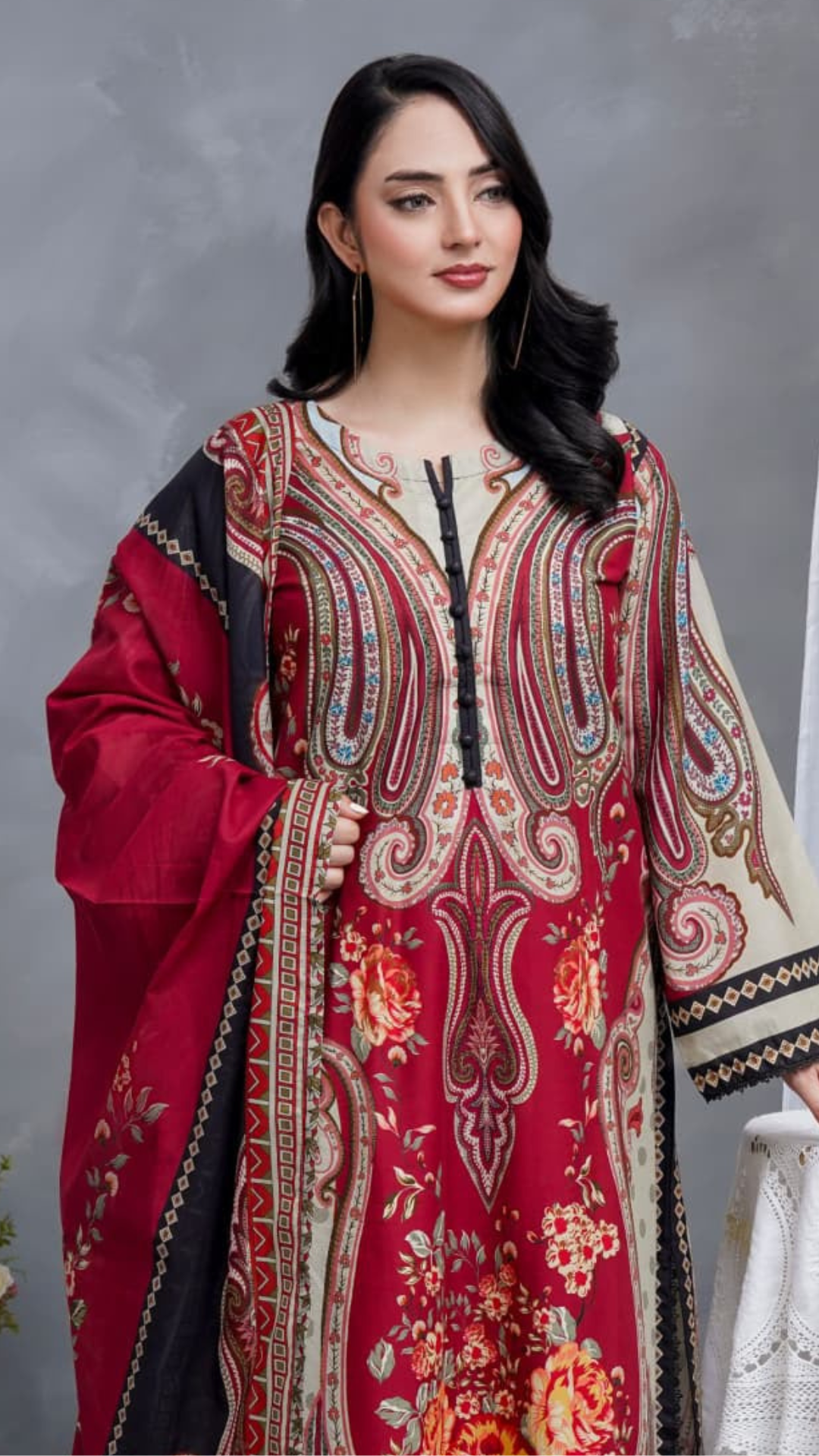 Hayat Summer Printed Kaftan Stitched 3 Piece Suit (04)