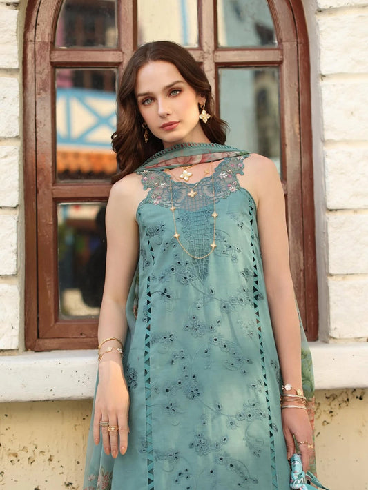 Noor Luxe Chikankari 3-Piece Unstitched Lawn Embroidered Suit (D5 - B)