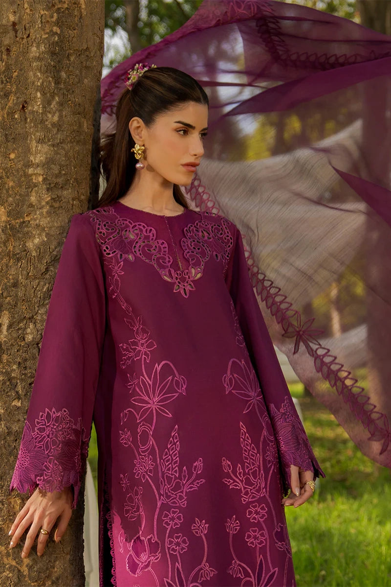 Rang Rasiya- Embroidered Lawn 3PC Unstitched Suit with Net Dupatta (Zaha)
