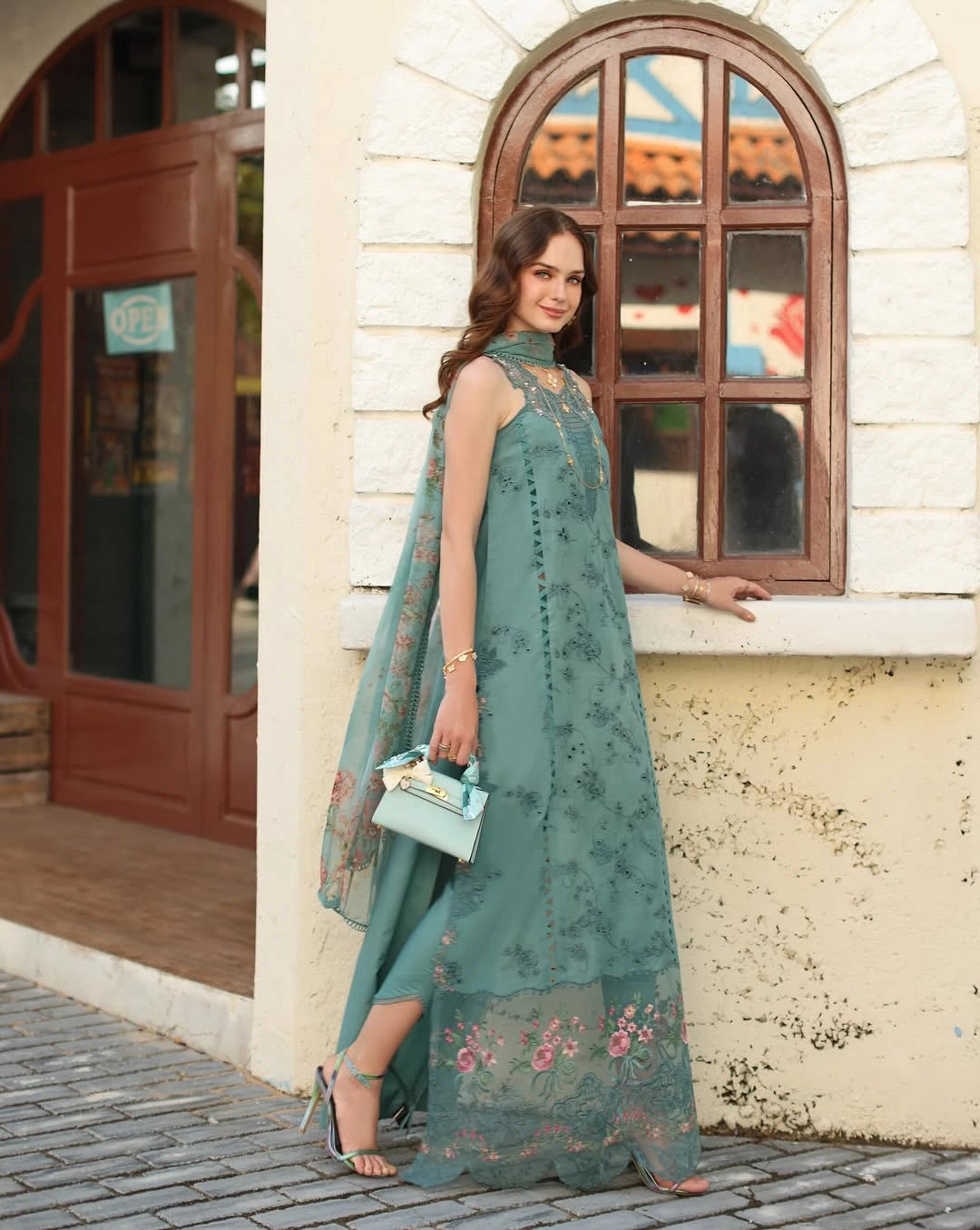 Noor Luxe Chikankari 3-Piece Unstitched Lawn Embroidered Suit (D5 - B)
