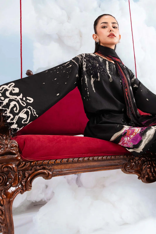 MariaB MBasics-Embroidered Lawn 3 Piece Unstitched Suit with Chiffon Dupatta (D06A)