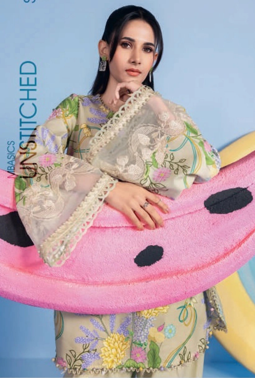 MariaB MBasics Printed & Embroidered Lawn Unstitched 3 Piece Suit (unstitched)