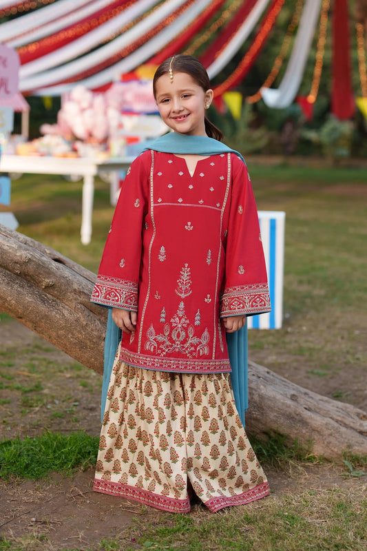 Garnet Embroidered Lawn Stitched 3 Piece Suit (Jelly Bean) | Summer Collection 2026