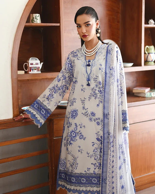 Roheenaz Éclat | Lilac Bloom | Unstitched 3 Piece Lawn Suit (Printed & Embroidered)