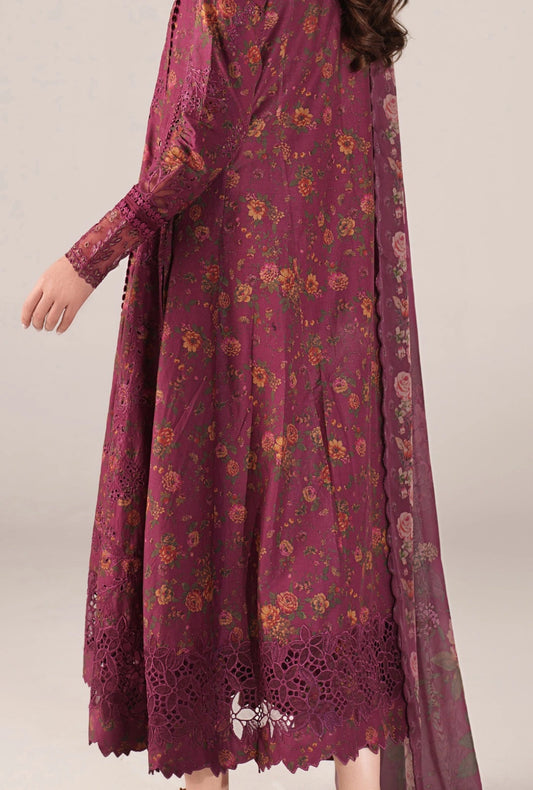IZNIK Luxury Lawn Collection – SS-01 | 12-Piece Set in Deep Fuchsia