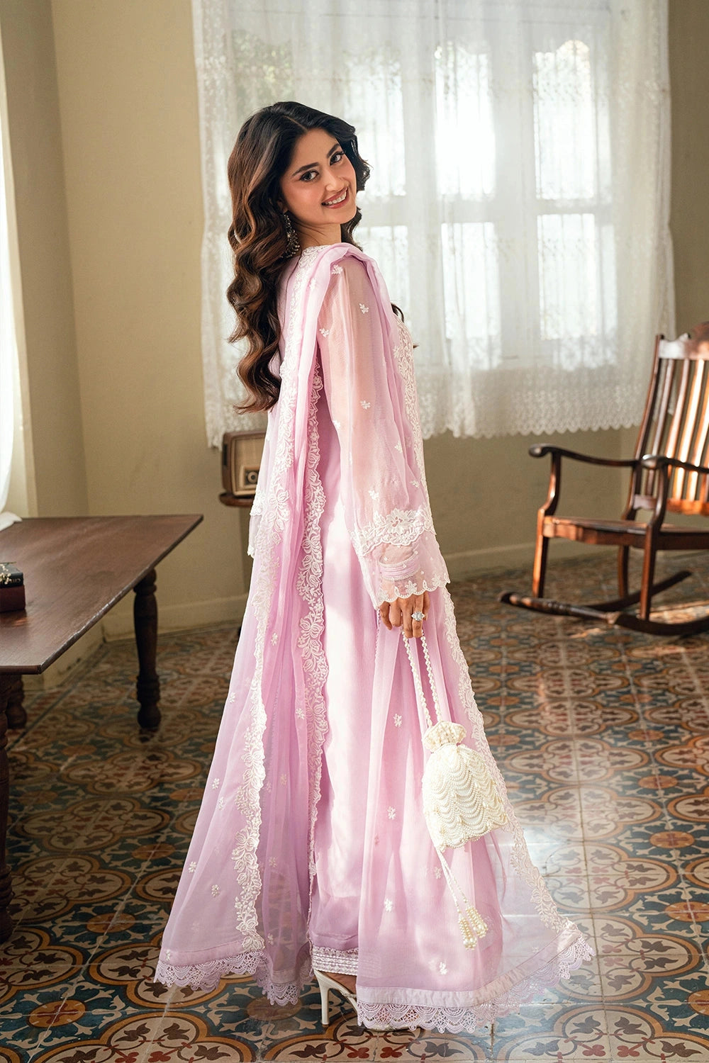 AZURE - EID ENSEMBLES unstitch chiffon 3 pc suite (Wisteria)