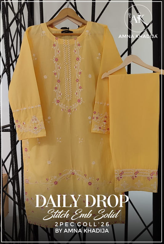 Daily Drop Embroidered Lawn 2 Piece Suit by Amna Khadija (Stitched)