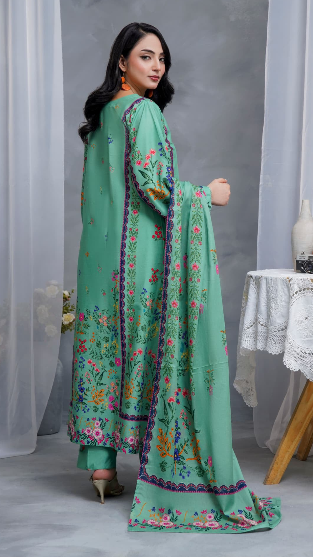 Hayat Summer Printed Kaftan Stitched 3 Piece Suit (07)