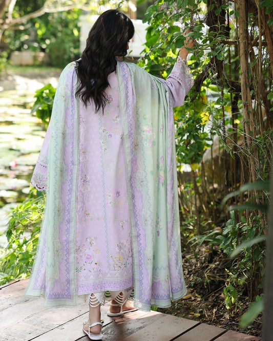Qalamkar Qprints | Digital Printed Lawn Chikankari Embroidered Unstitched Suit | FIONA
