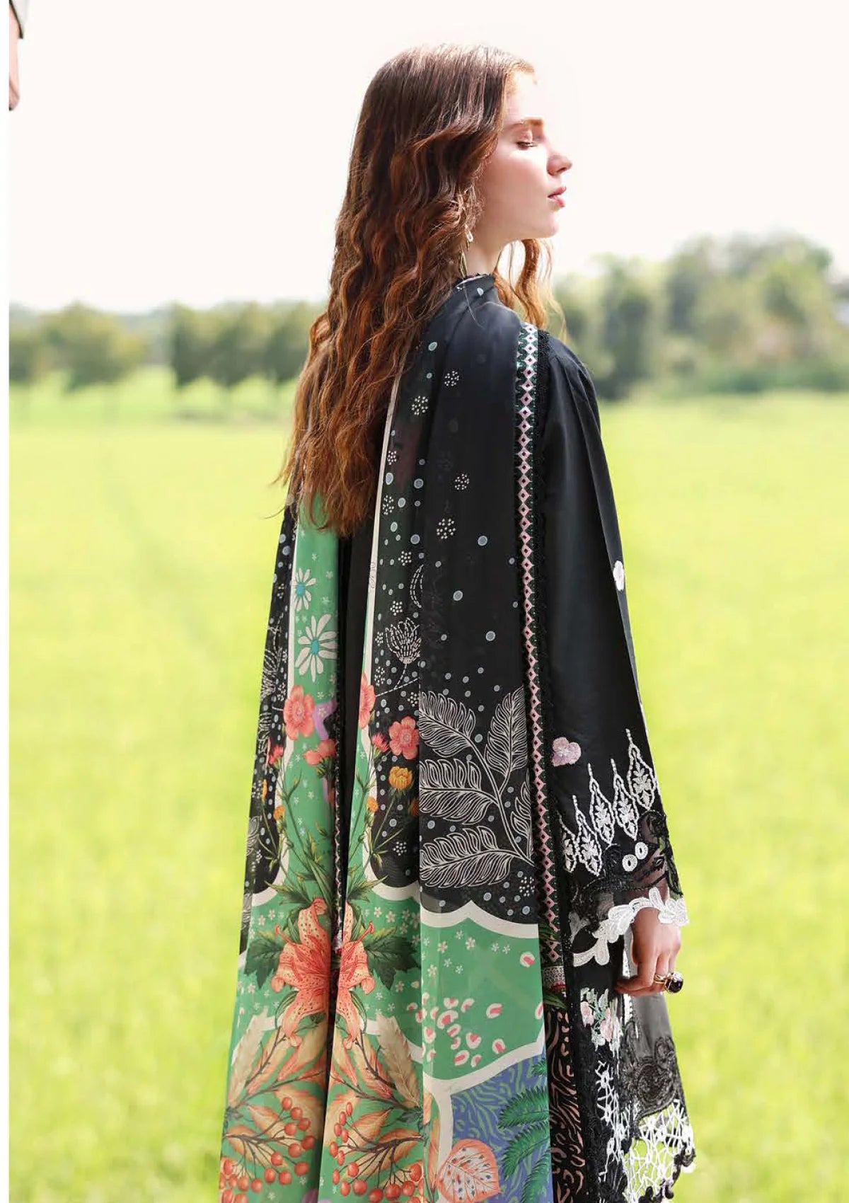 Hemline By Mushq - Secret Garden 26 Unstitched Suit (Nightshade Bloom)