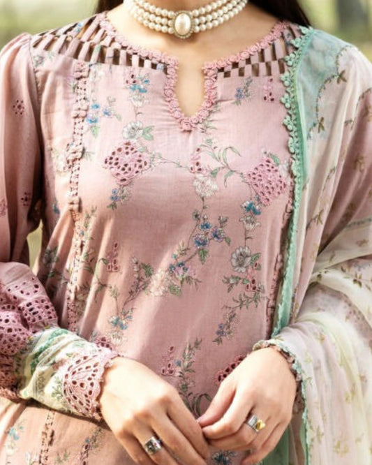 ELAF PREMIUM - Chikankari - Prints Collection with Chiffon (unstitched)