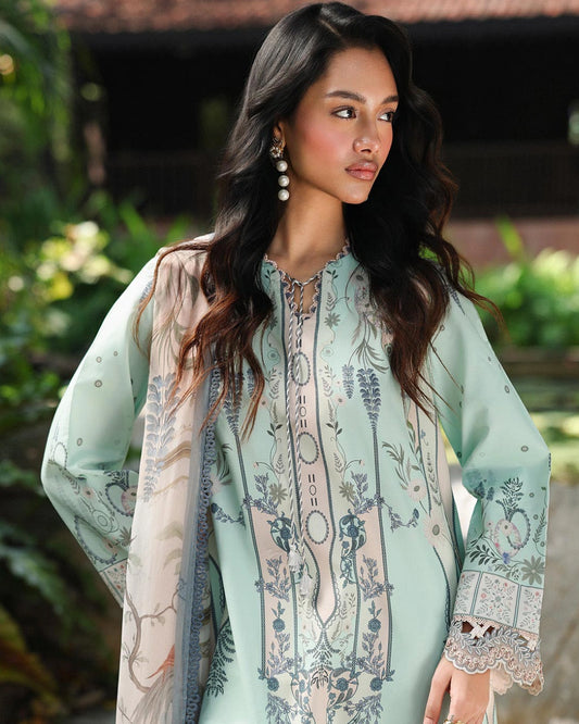 Qalamkar Qprints | Digital Printed Lawn Chikankari Embroidered Suit | SLONA