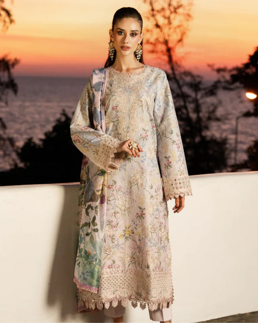 Aabyaan Shezlin Chikankari Lawn 2026 – Embroidered 3 Piece Suit (Unstitched) AZ-07