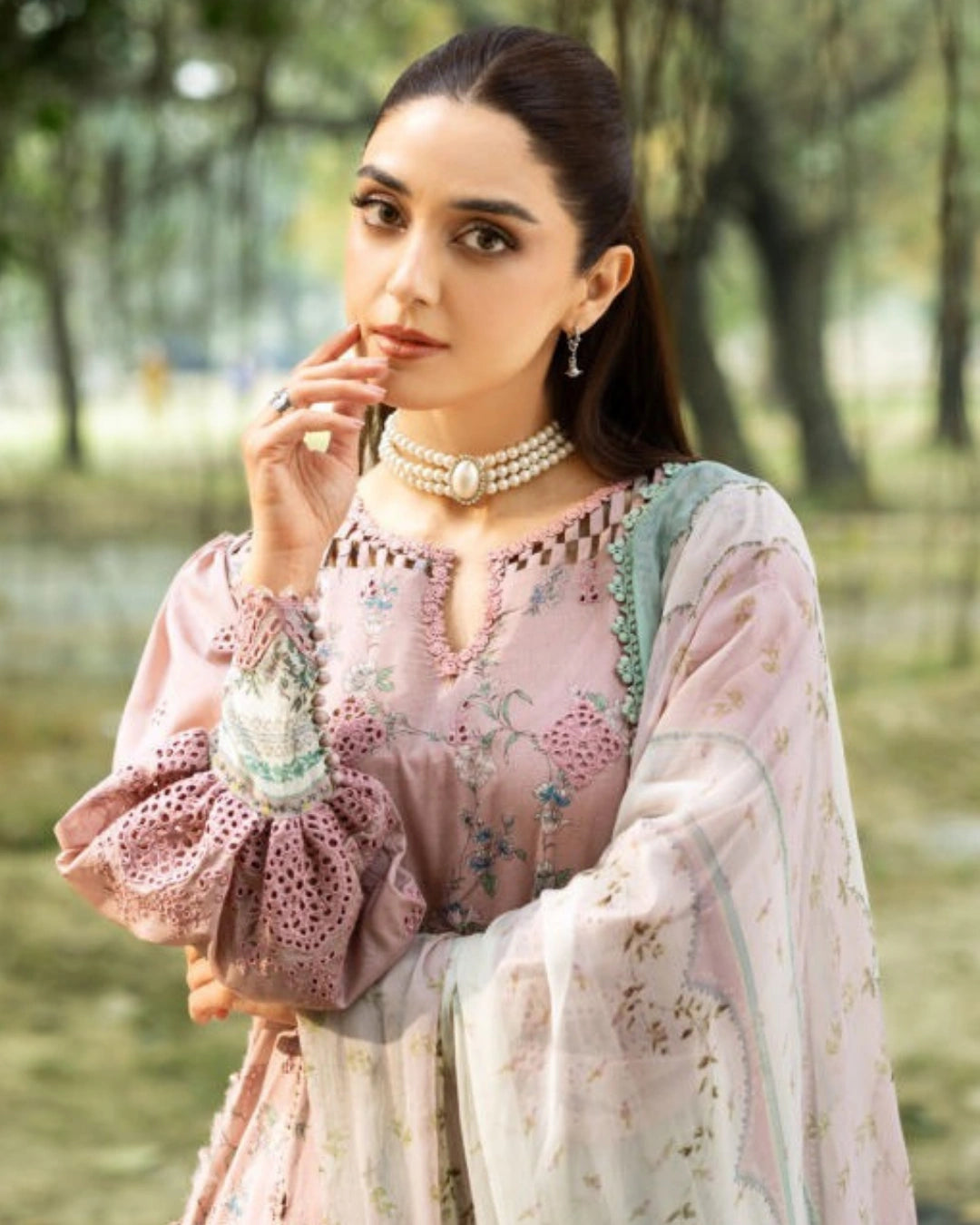 ELAF PREMIUM - Chikankari - Prints Collection with Chiffon (unstitched)