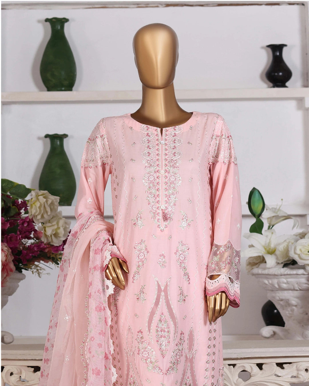HZ Muse-Embroidered 3 Piece Outfit Stitched Suite CHERRY BLOSSOM (CSE-3P-215)