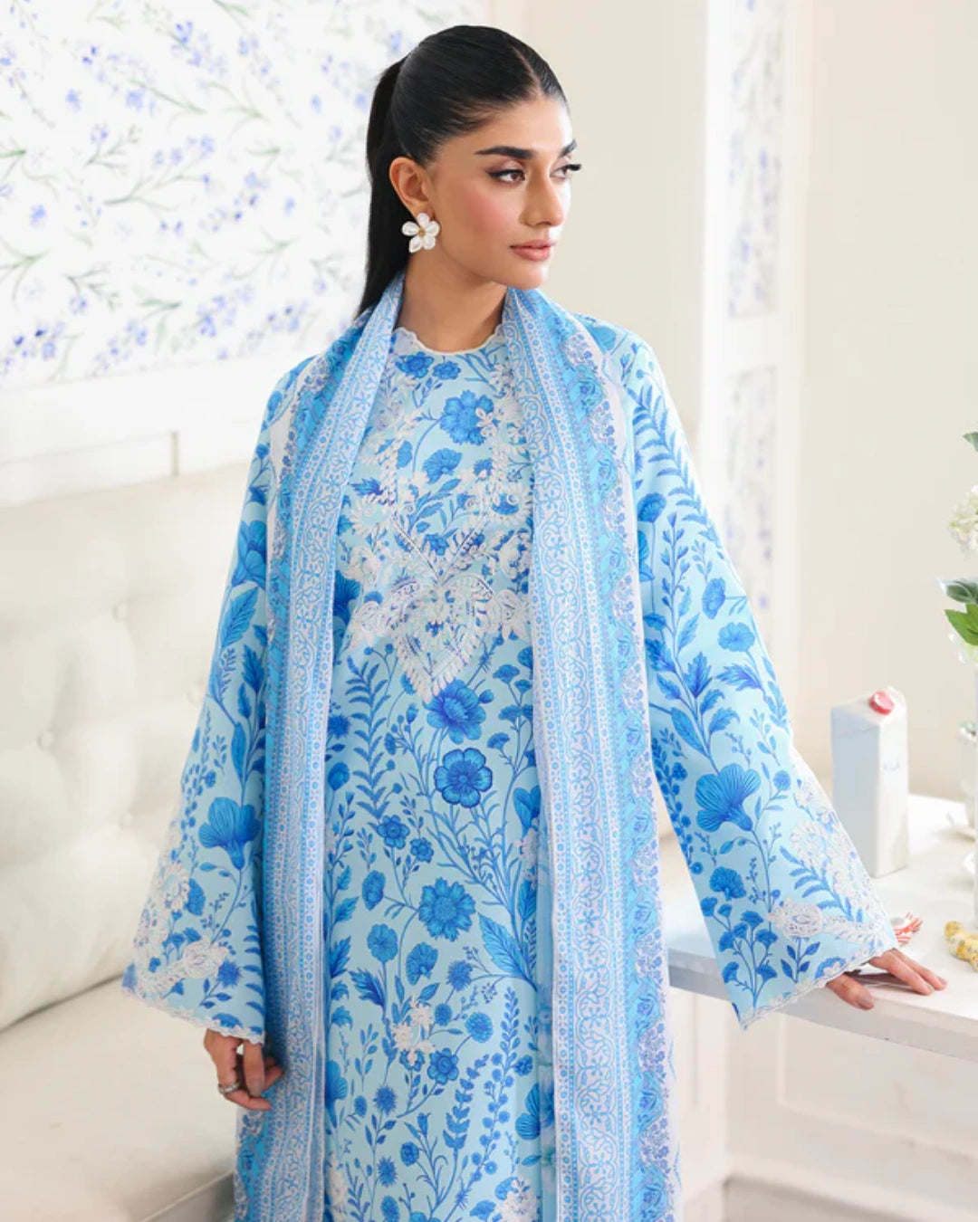 NISSA Floral Symphony – Embroidered & Printed Lawn Suit by Rajbari (Unstitched) 07