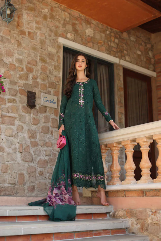 NOOR Luxury Lawn 3PC – Eid Special Handwork Schiffli Laserkari Suit (Unstitched) D1A-Sorina
