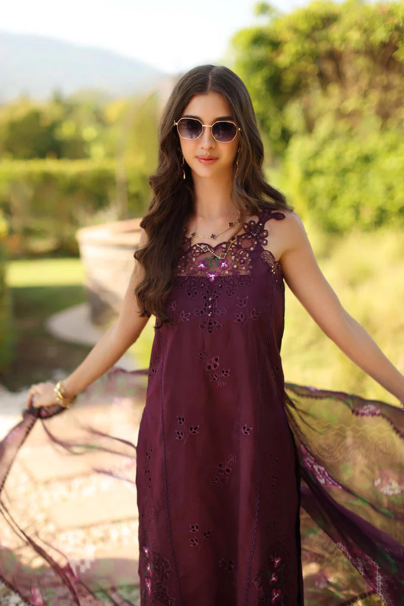 NOOR Luxury Lawn 3PC – Eid Special Handwork Schiffli Laserkari Suit (Unstitched) D8B-Selene