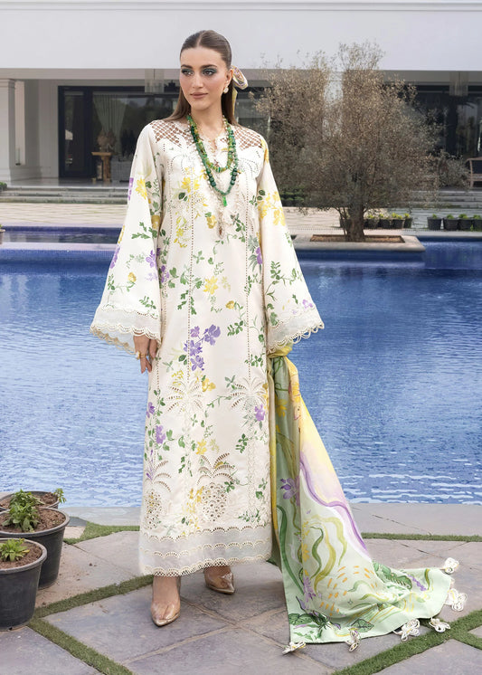 Flow By Crimson Unstitched Embroidered 3 Piece Suit Tropic Tease - D4A (Opal)