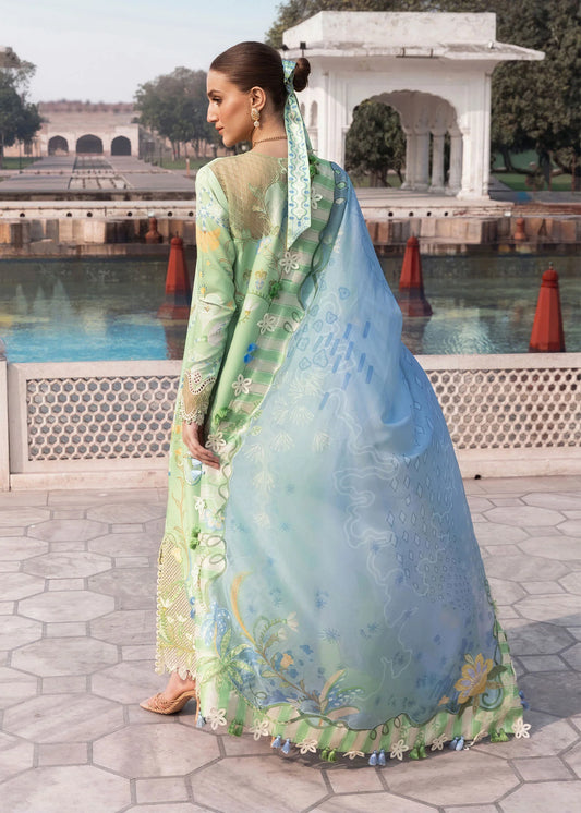 Flow By Crimson Unstitched Embroidered 3 Piece Suit Out of Many Hearts- D6B (apple Green)