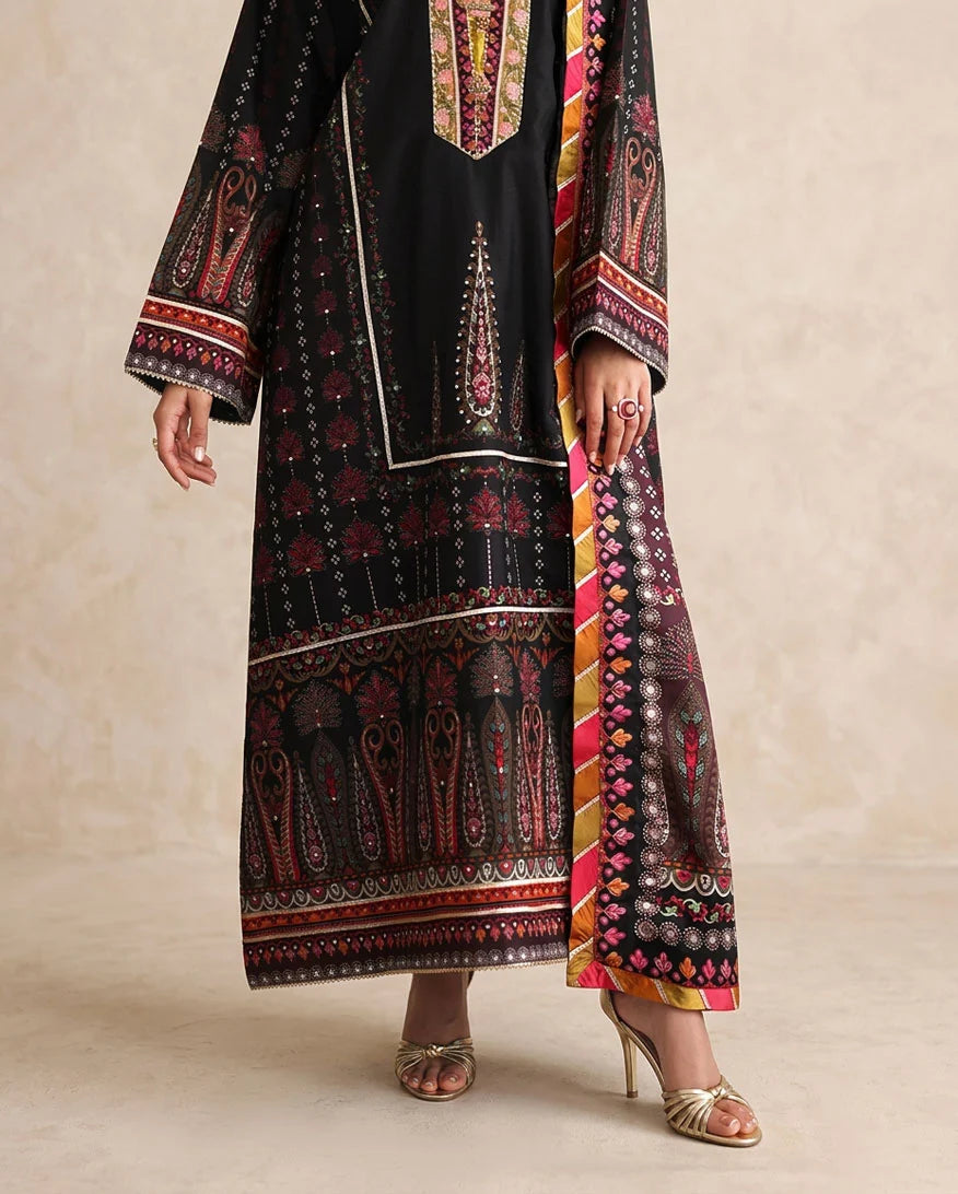 Hemline by Mushq Nirvana 26 Embroidered 3-Piece Unstitched Suit (Star off Duty)