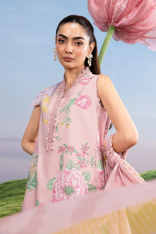 MariaB MBasics-Embroidered Lawn 3 Piece Unstitched Suit with Chiffon Dupatta (D4A)