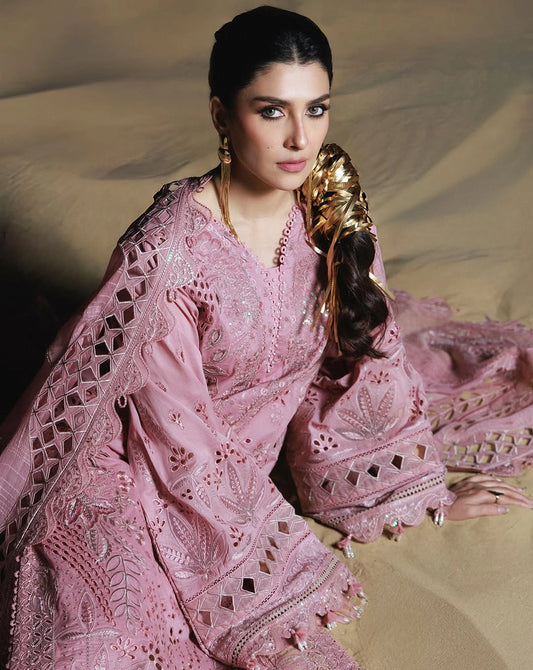 Nureh Aman – NE-02 | Luxury Chikankari Laser-Cut Lawn 3-Piece Suit