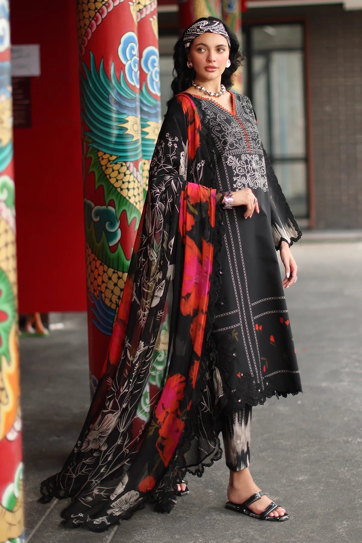 Charizma Signature Embroidered Printed Lawn 3 Piece Unstitched Suit (CS6-02)