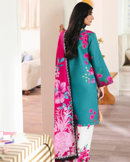 NISSA Floral Symphony – Embroidered & Printed Lawn Suit by Rajbari (Unstitched) 01