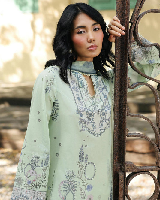 Qalamkar Qprints | Digital Printed Lawn Chikankari Embroidered Suit |ASHA