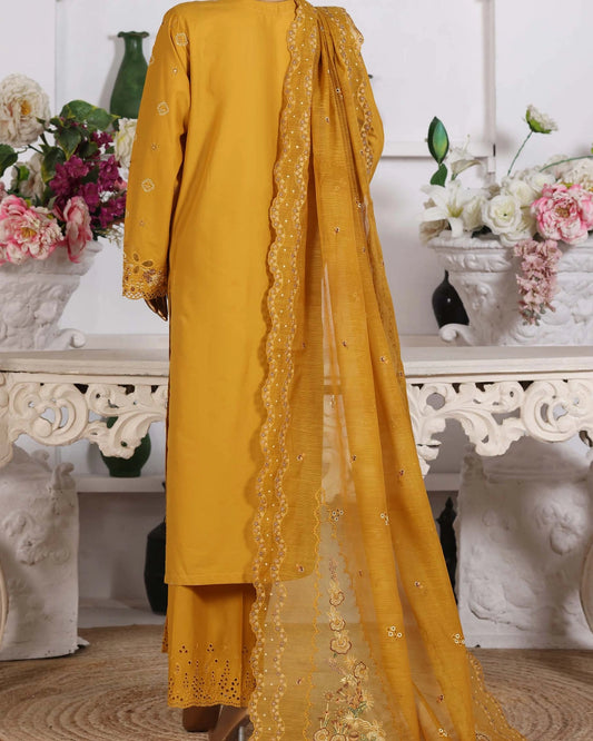 HZ Muse-Embroidered 3 Piece Outfit Stitched Suite MUSTARD (CSE-3P-216)