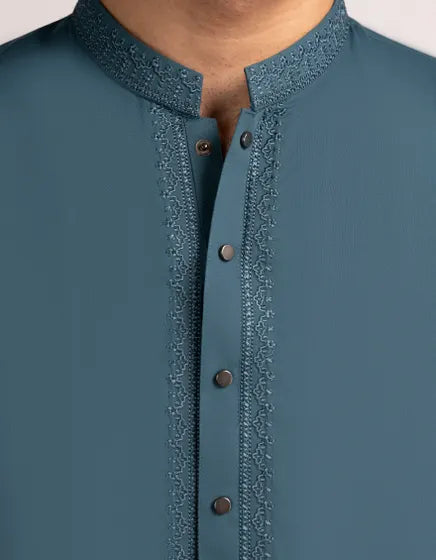 Sea Green Blended Semi-Formal Stitched Kameez Shalwar – Regular Fit