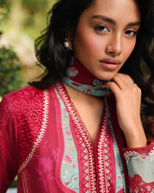 Qalamkar Qprints | Digital Printed Lawn Chikankari Embroidered Suit | BRIE