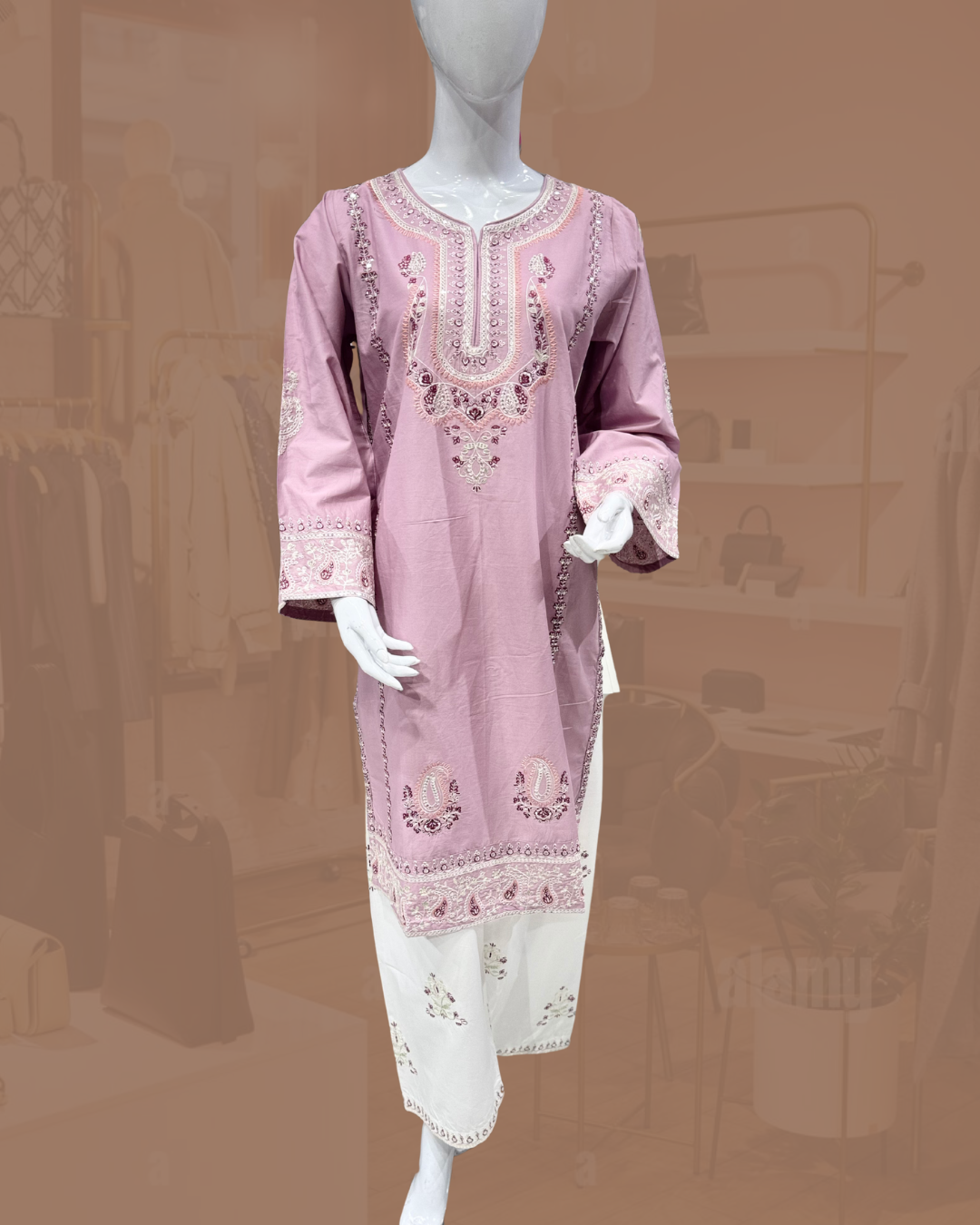 Bin Ishaq Embroidered Lawn Stitched 2 Piece Suit