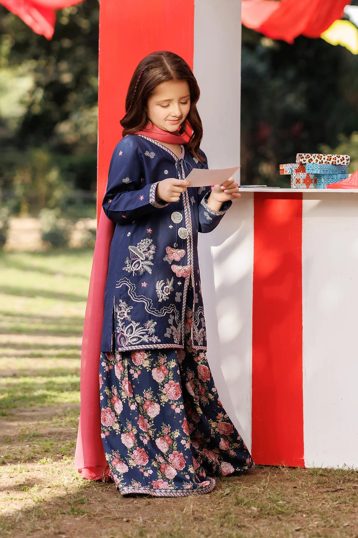 Garnet Embroidered Lawn Stitched 3 Piece Suit (Bubble) | Summer Collection 2026