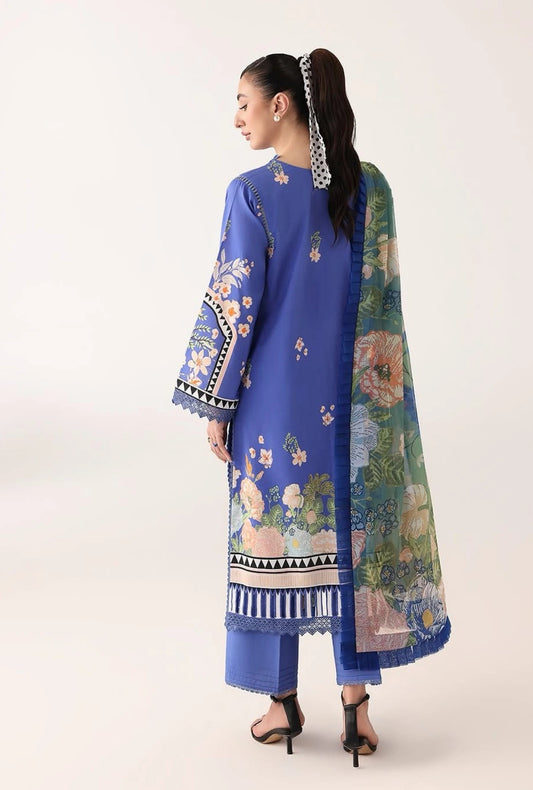 Roheenaz Rosette Breeze of Dawn 3-Piece Unstitched Lawn Suit | Printed Shirt with Embroidered Neckline & Chiffon Dupatta