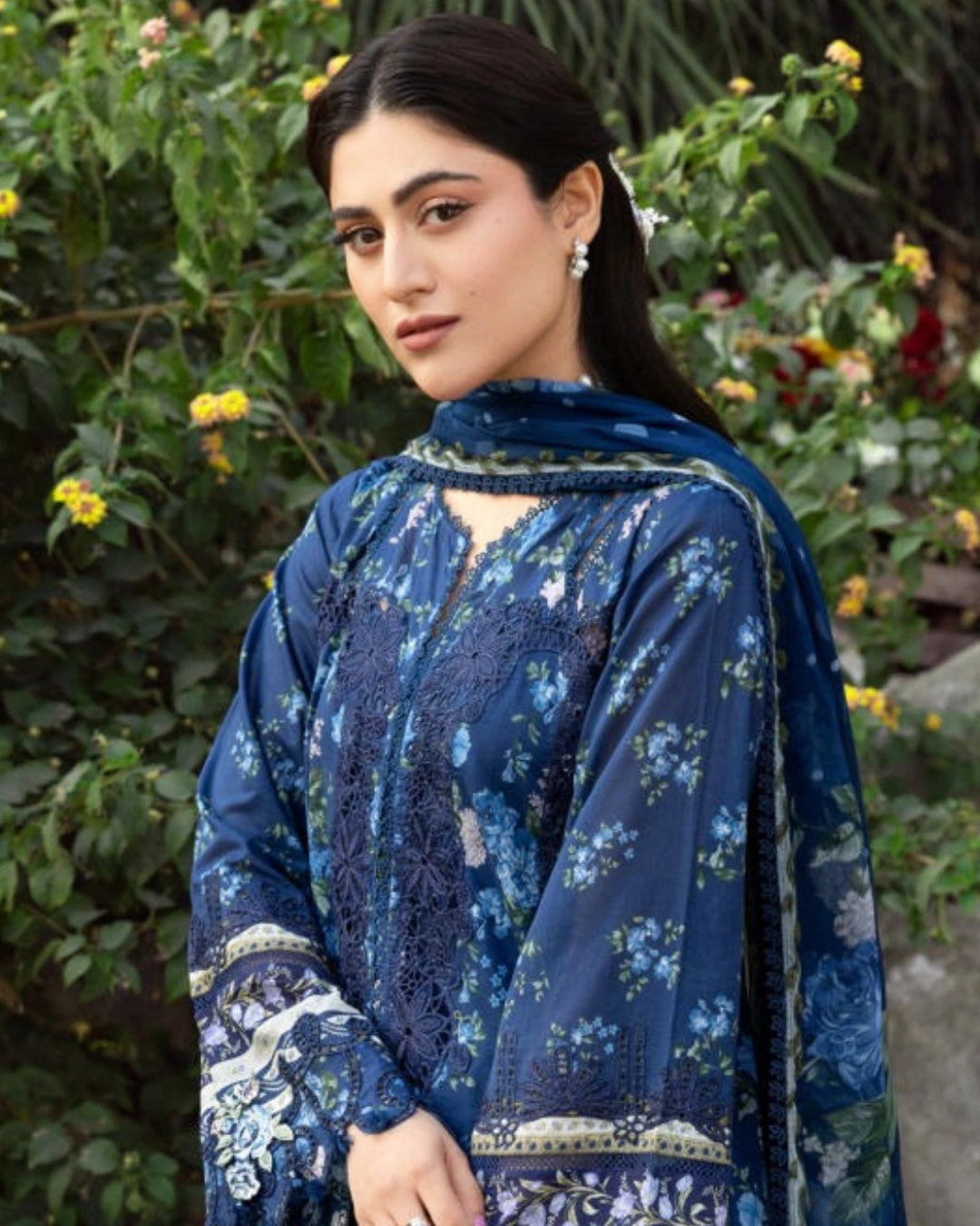 ELAF PREMIUM - Chikankari - Prints Collection with Chiffon (unstitched)