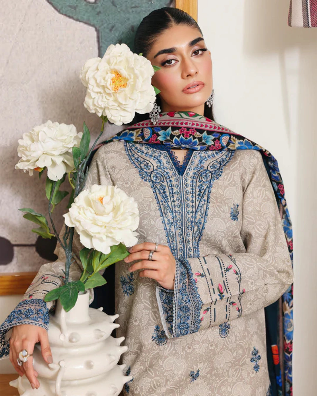 NISSA Floral Symphony – Embroidered & Printed Lawn Suit by Rajbari (Unstitched) 09
