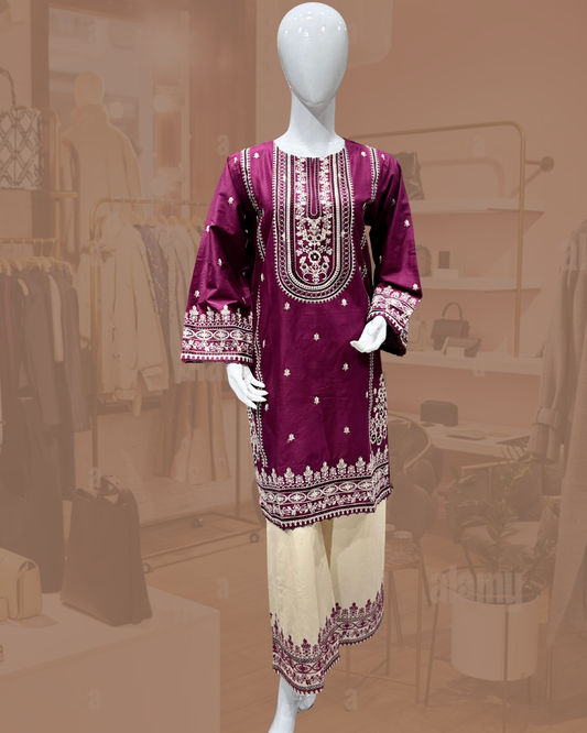 Bin Ishaq Embroidered Lawn Stitched 2 Piece Suit