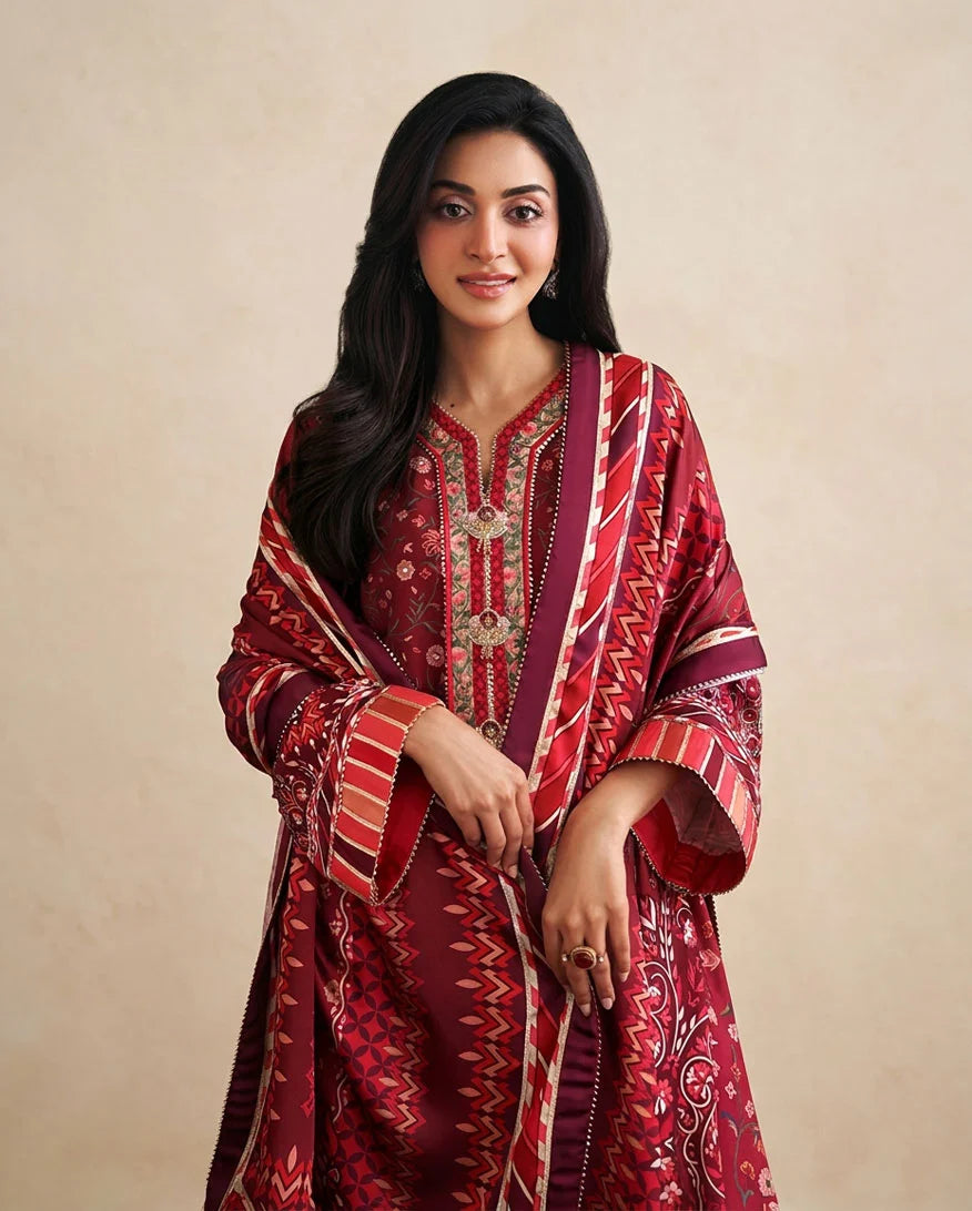 Hemline by Mushq Nirvana 26 Embroidered 3-Piece Unstitched Suit (Soft Spotlight)