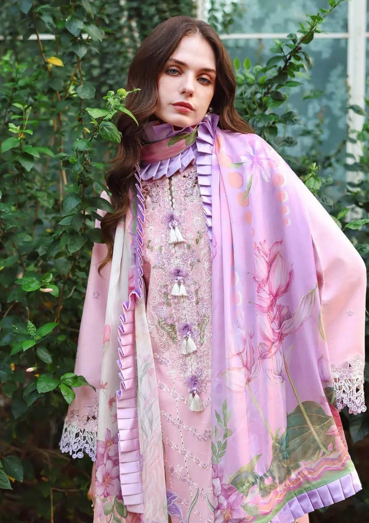 Hemline By Mushq - Secret Garden 26 Unstitched Suit (Moonpetal)