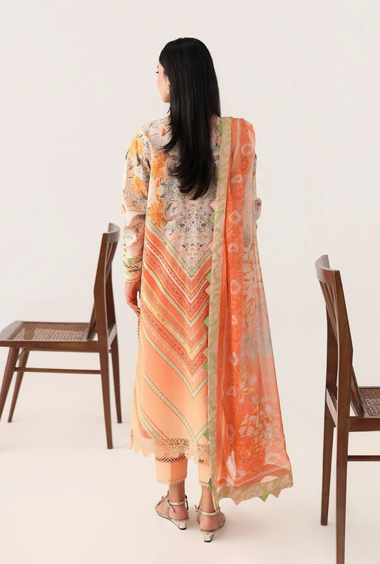 Roheenaz Rosette Whispering Wind 3-Piece Unstitched Lawn Suit | Printed Shirt with Embroidered Neckline & Chiffon Dupatta