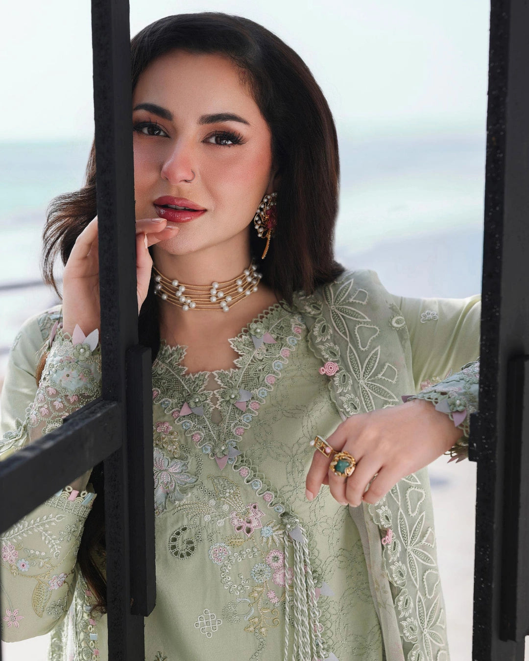 Qalamkar 3-Piece Chikankari Embroidered Luxury Lawn Suit (Unstitched) SA #12