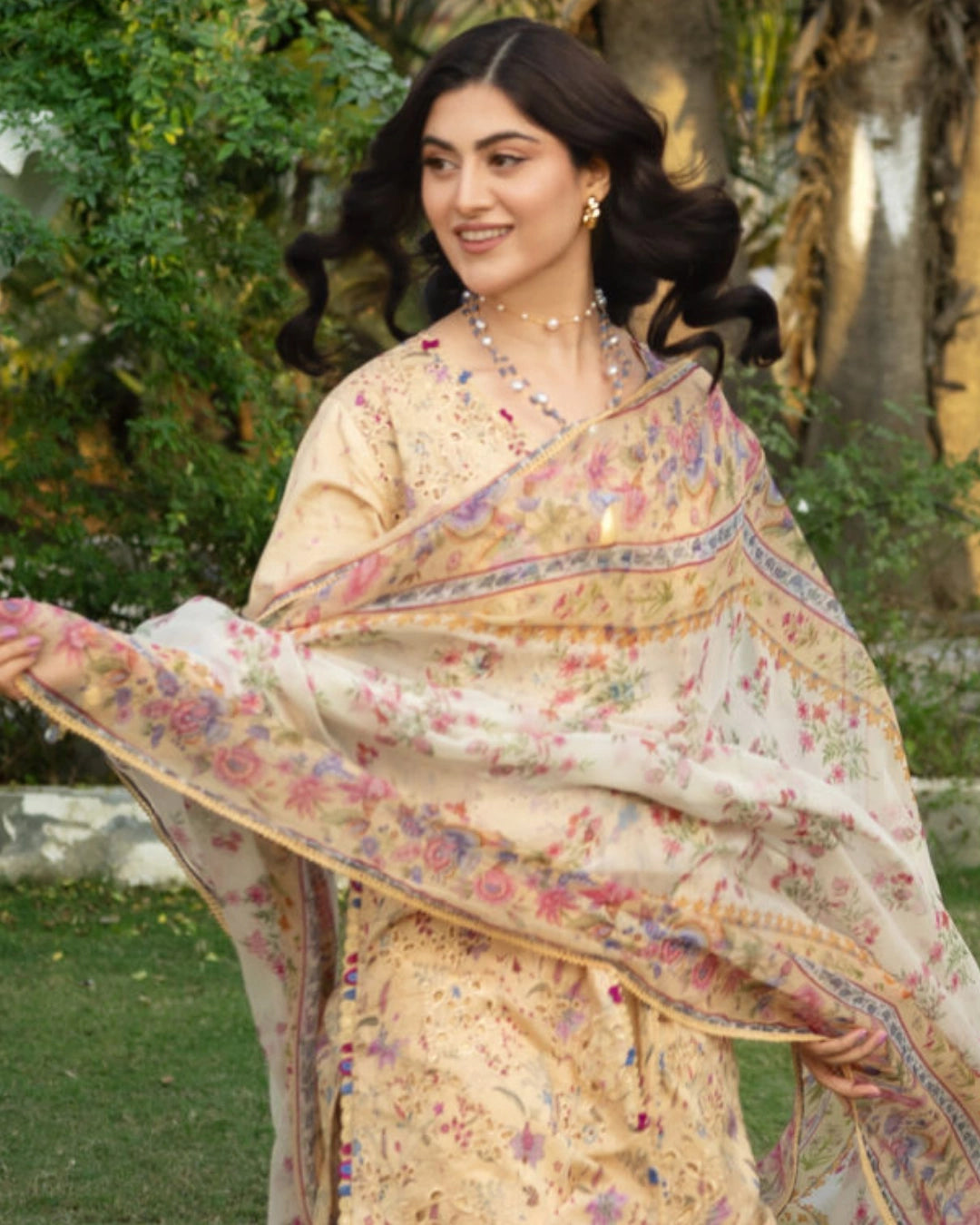 ELAF PREMIUM - Chikankari - Prints Collection with Chiffon (unstitched)